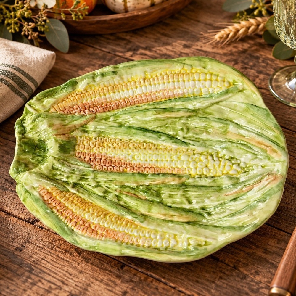 Reading China & Glass Corn on the Cob Ceramic Serving Dish Made in Italy 8.5in